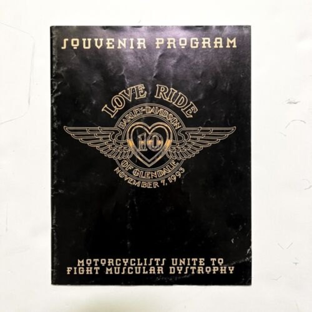 Vintage November 7 1993 Harley Davidson Love Ride Program 10 Year Glendale